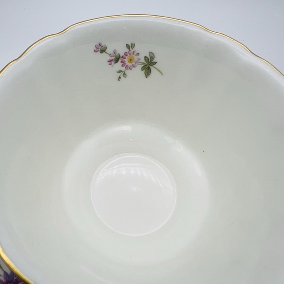 Royal Crown Derby Bone China Teacup Saucer Floral Gold Trim England Vintage - Picture 8 of 16